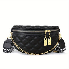Quilted Crossbody Chest Bag Rhombus Pattern Sling Bag Stylish Shoulder Purse