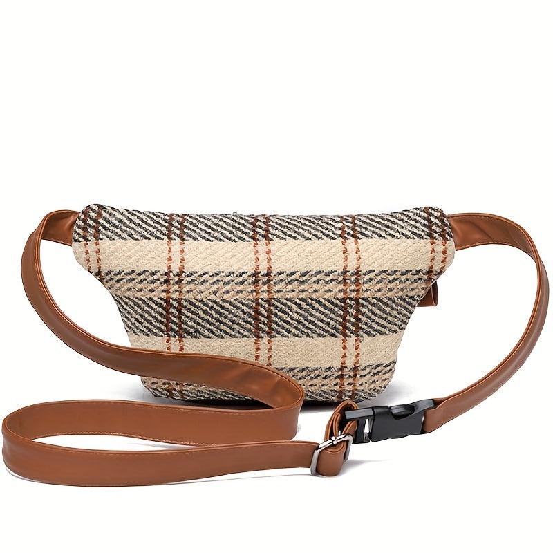 Tweed Waist Bag Outdoor Running Fanny Pack Zipper Chest Purse For Women