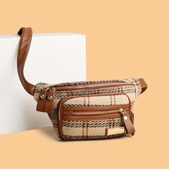 Tweed Waist Bag Outdoor Running Fanny Pack Zipper Chest Purse For Women