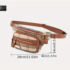 Tweed Waist Bag Outdoor Running Fanny Pack Zipper Chest Purse For Women