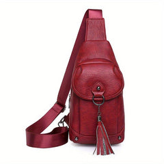 Waterproof Chest Bag Tassel Decor Sports Shoulder Bag