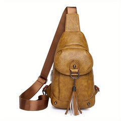 Waterproof Chest Bag Tassel Decor Sports Shoulder Bag