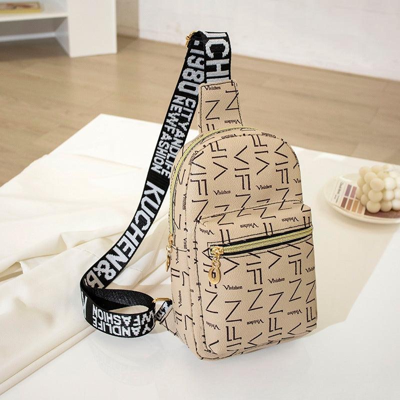 Letter Graphic Sling Bag Faux Leather Chest Purse Women's Crossbody Bag