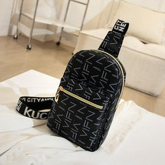 Letter Graphic Sling Bag Faux Leather Chest Purse Women's Crossbody Bag