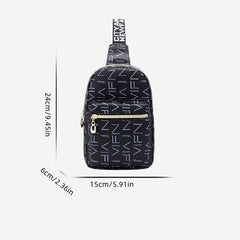 Letter Graphic Sling Bag Faux Leather Chest Purse Women's Crossbody Bag