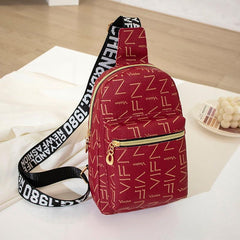Letter Graphic Sling Bag Faux Leather Chest Purse Women's Crossbody Bag