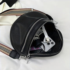 Minimalist Crescent Zipper Chest Bag Crossbody Bag with Wide Strap