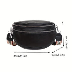 Minimalist Crescent Zipper Chest Bag Crossbody Bag with Wide Strap