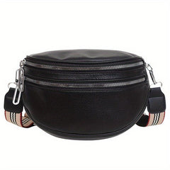 Minimalist Crescent Zipper Chest Bag Crossbody Bag with Wide Strap
