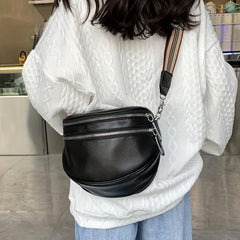 Minimalist Crescent Zipper Chest Bag Crossbody Bag with Wide Strap