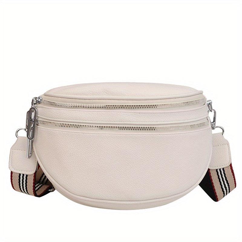 Minimalist Crescent Zipper Chest Bag Crossbody Bag with Wide Strap