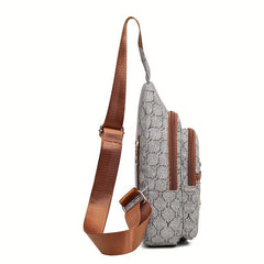 Vintage Geometric Sling Bag with Floral Hardware