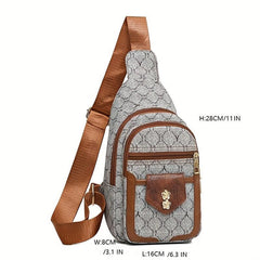 Vintage Geometric Sling Bag with Floral Hardware