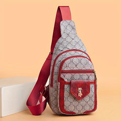 Vintage Geometric Sling Bag with Floral Hardware