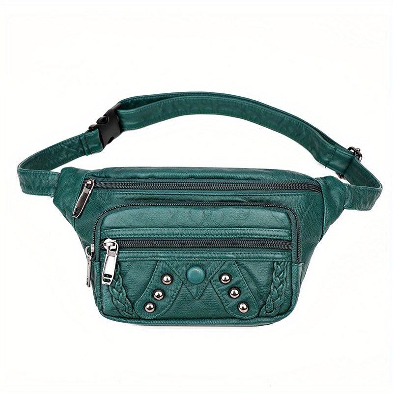Vintage Studded Waist Purses Faux Leather Crossbody Bag