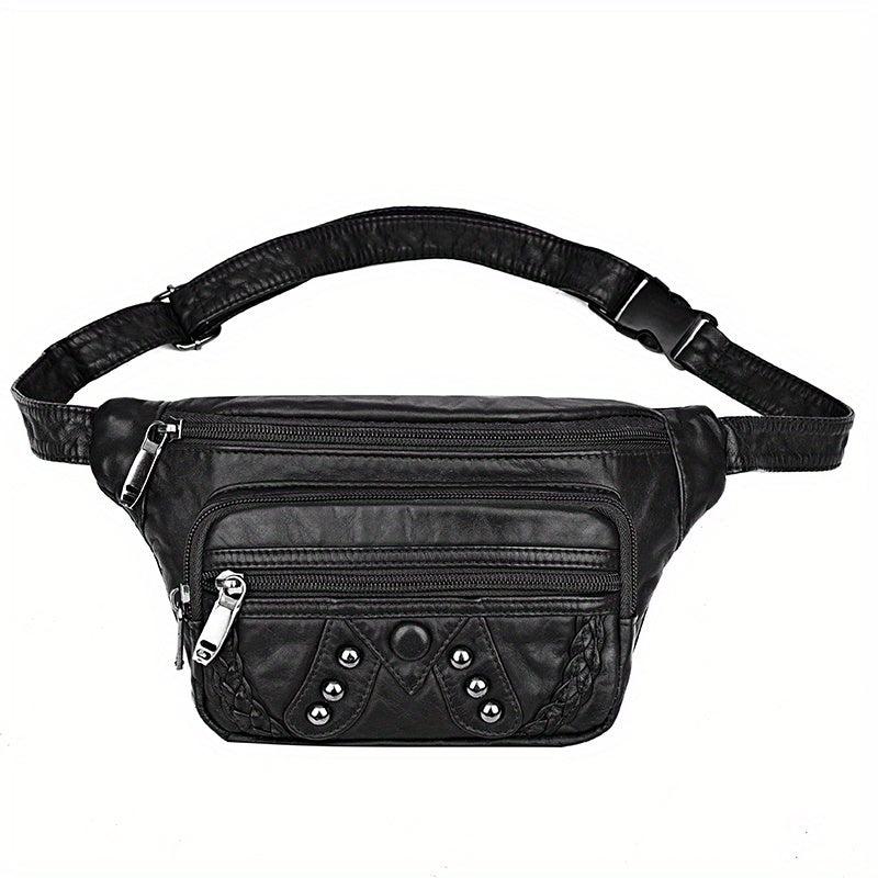 Vintage Studded Waist Purses Faux Leather Crossbody Bag