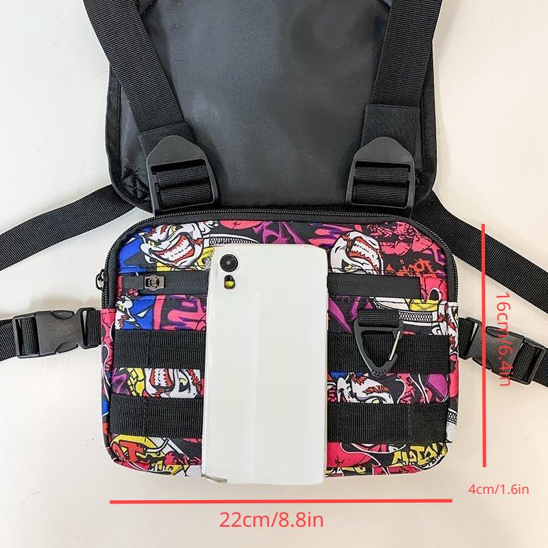 Cartoon Graffiti Pattern Chest Bag Vest Tactical Bag Outdoor Fanny Pack