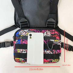 Cartoon Graffiti Pattern Chest Bag Vest Tactical Bag Outdoor Fanny Pack