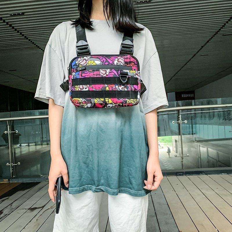 Cartoon Graffiti Pattern Chest Bag Vest Tactical Bag Outdoor Fanny Pack
