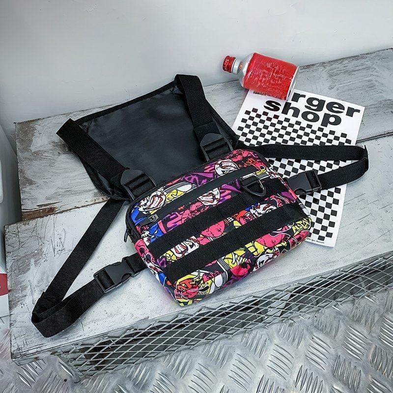 Cartoon Graffiti Pattern Chest Bag Vest Tactical Bag Outdoor Fanny Pack