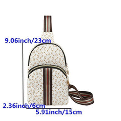 Women's Printed Sling Bag Crossbody Striped Strap Chest Purse