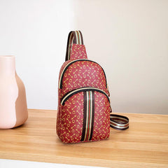 Women's Printed Sling Bag Crossbody Striped Strap Chest Purse