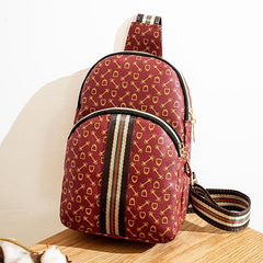 Women's Printed Sling Bag Crossbody Striped Strap Chest Purse