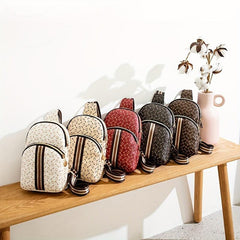 Women's Printed Sling Bag Crossbody Striped Strap Chest Purse