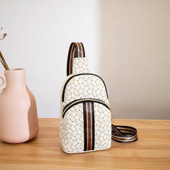 Women's Printed Sling Bag Crossbody Striped Strap Chest Purse