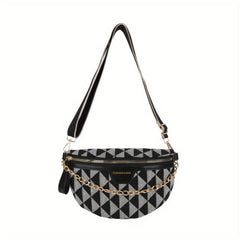 Argyle Pattern Crossbody Bag Women's PU Leather Waist Purse