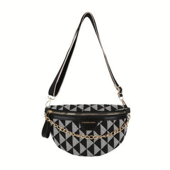 Argyle Pattern Crossbody Bag Women's PU Leather Waist Purse