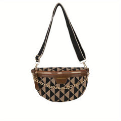 Argyle Pattern Crossbody Bag Women's PU Leather Waist Purse