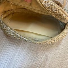 Minimalist Straw Waist Bag Zipper Belt Bag Woven Purse