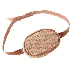 Minimalist Straw Waist Bag Zipper Belt Bag Woven Purse
