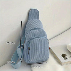 Corduroy Sling Bag Zipper Crossbody Purse