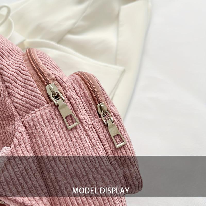 Corduroy Sling Bag Zipper Crossbody Purse