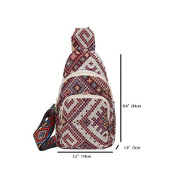 Ethnic Style Geometric Sling Bag Crossbody Bohemian Chest Purse