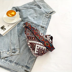 Ethnic Style Geometric Sling Bag Crossbody Bohemian Chest Purse
