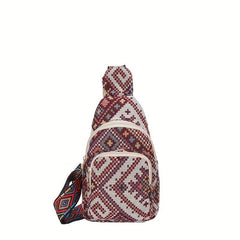 Ethnic Style Geometric Sling Bag Crossbody Bohemian Chest Purse