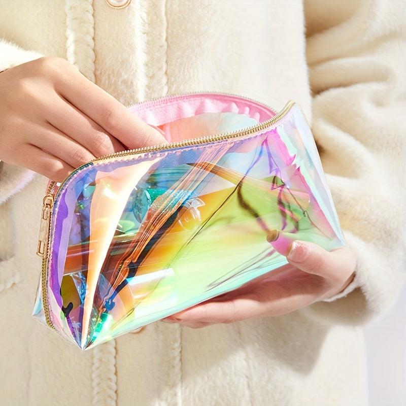Holographic Zipper Cosmetic Bag Portable Toiletry Wash Bag