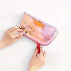 Holographic Zipper Cosmetic Bag Portable Toiletry Wash Bag