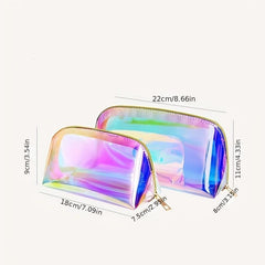Holographic Zipper Cosmetic Bag Portable Toiletry Wash Bag