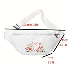 Floral Embroidered Zipper Sling Bag Crossbody Bag Women's Versatile Chest Bag