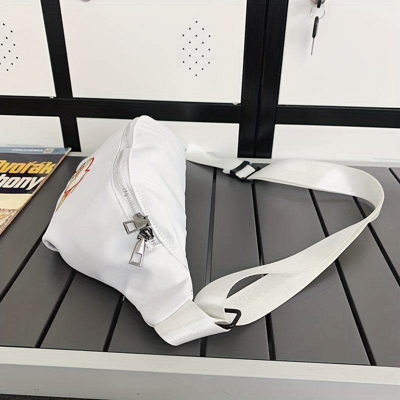Floral Embroidered Zipper Sling Bag Crossbody Bag Women's Versatile Chest Bag