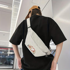 Floral Embroidered Zipper Sling Bag Crossbody Bag Women's Versatile Chest Bag