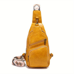 Vintage PU Leather Chest Bag Pockets Sling Backpack
