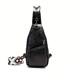 Vintage PU Leather Chest Bag Pockets Sling Backpack
