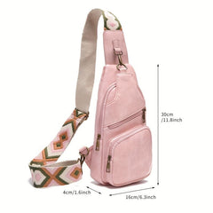Vintage PU Leather Chest Bag Pockets Sling Backpack