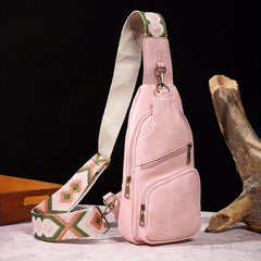 Vintage PU Leather Chest Bag Pockets Sling Backpack