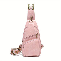 Vintage PU Leather Chest Bag Pockets Sling Backpack